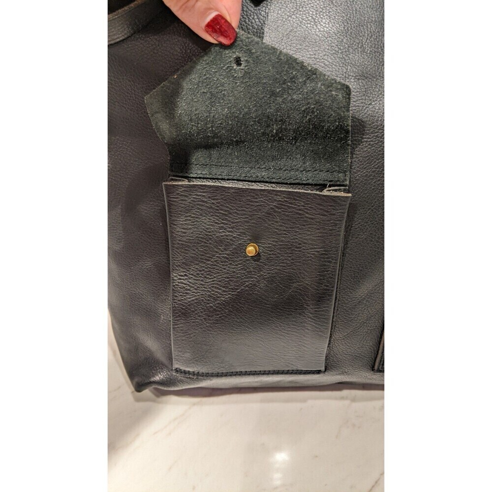 MADEWELL The Transport Satchel Large Black Leather Tote with Front Pockets - Picture 9 of 16